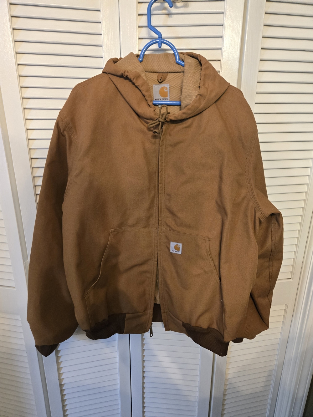 Carhartt Brown Hooded Work Jacket with Front Pockets Large